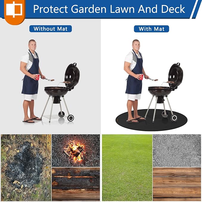 Anze Round Under Grill Mat for Outdoor Grill, 60 Inch Anti-Slip BBQ Floor Mats - Image 4