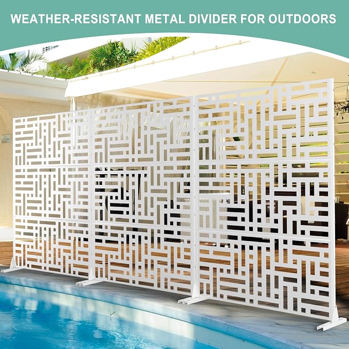 Metal Privacy Screen for Outdoor & Indoor Use, Free Standing Privacy Screen for - Image 5