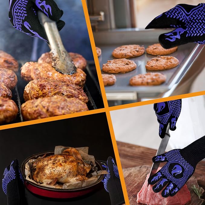 BBQ Fireproof Gloves, Grill Cut-Resistant 1472°F Heat Resistant Gloves - Image 4