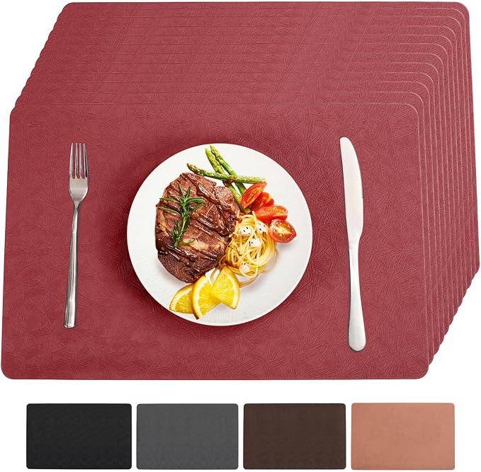 Vinyl Placemats Set of 12 Heat Resistant Easy Clean Non-Slip Place Mats by BxzanDya-LifeSmartMaker