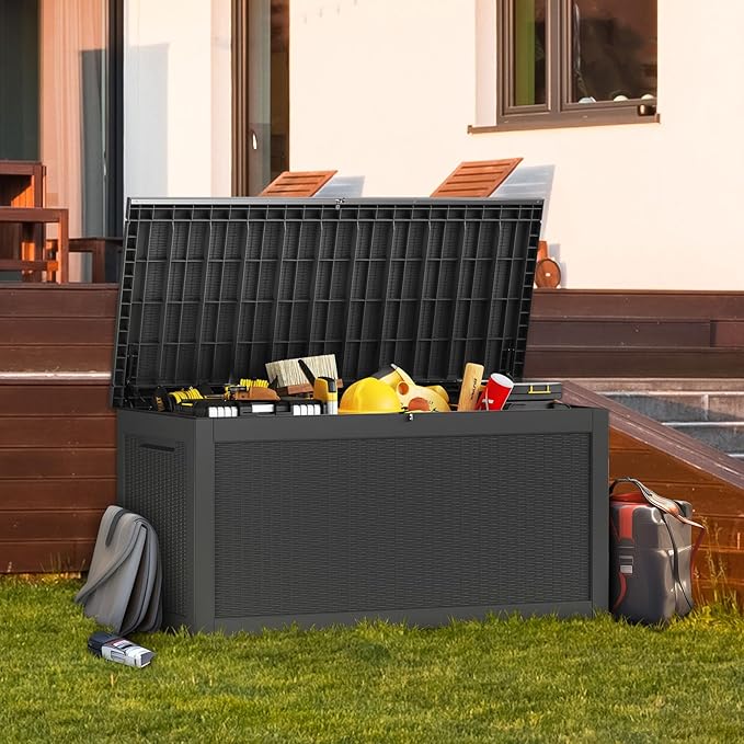 TARKARI 320 Gallon Lockable Resin Deck Box, Waterproof & UV-Resistant Outdoor - Image 6