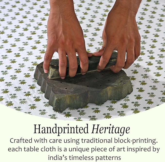 CPC Lotus Meadow Tablecloth 100% Cotton 80x120 Inch Indian Block Print - Image 5