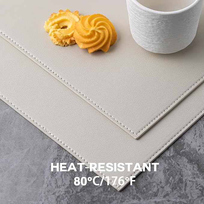Faux Leather Placemats Set of 12 Vinyl Washable Wipeable Table Mats - Image 4