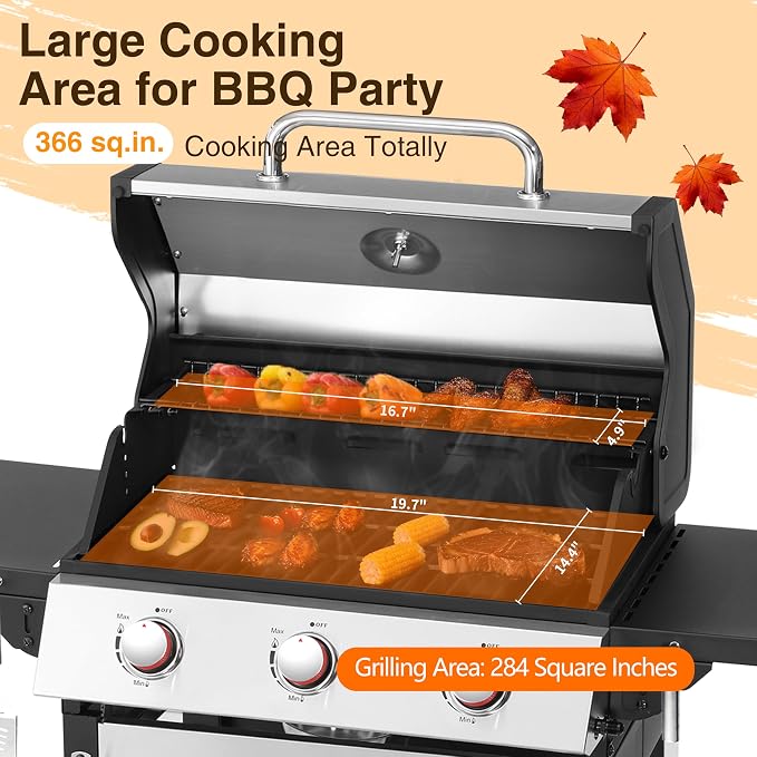 Propane Gas BBQ Grill, Upgraded 30, 000 BTU Stainless Steel Barbecue Grill - Image 3