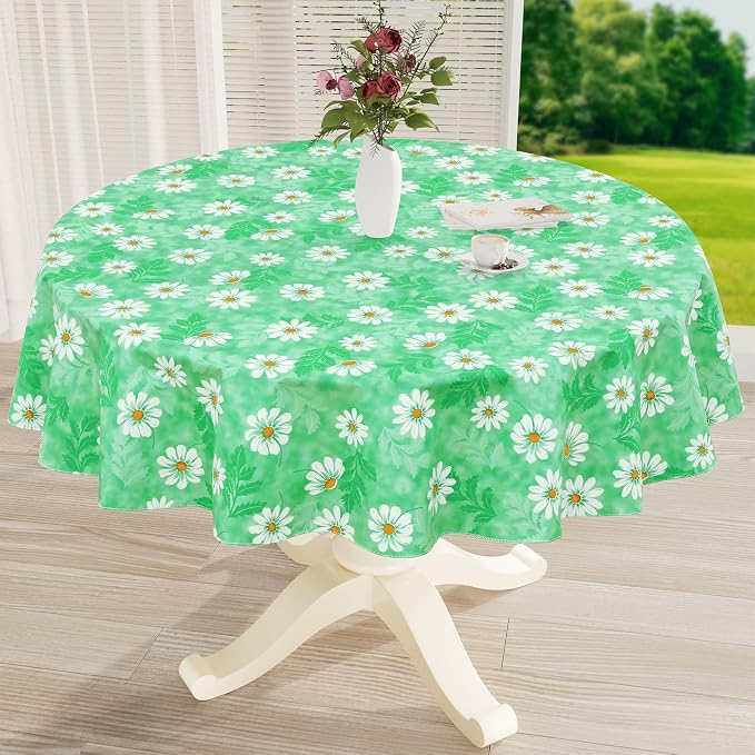 misaya Round Waterproof Vinyl Table Cloth, Wipeable Tablecloth by misaya
