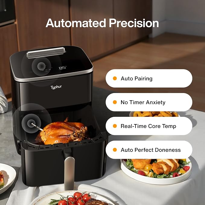 Typhur 8QT Sync Air Fryer with Built-in Wireless Meat Thermometer, 9-in-1 Smart - Image 2