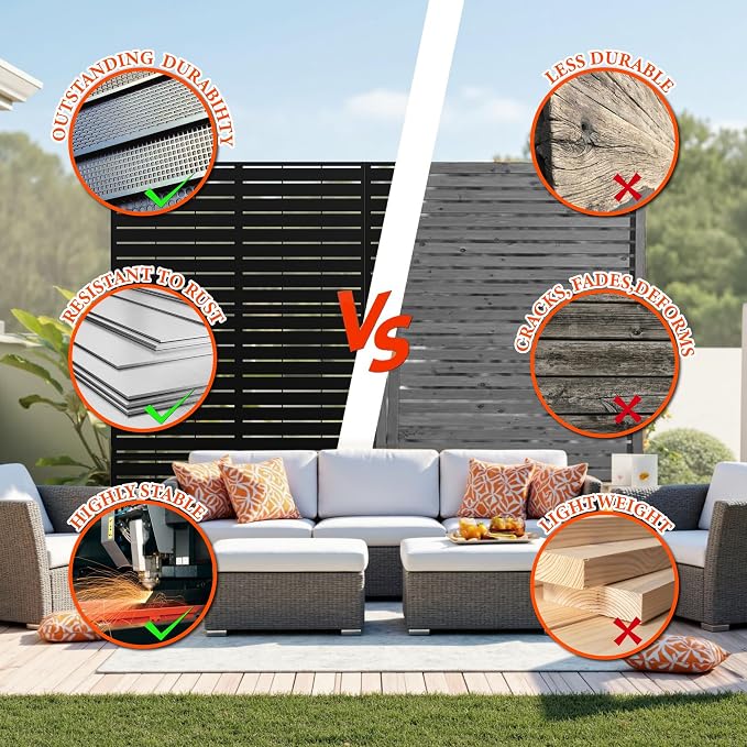 GarveeLife Metal Privacy Screen 72" h x 47" w, Outdoor Privacy Screens and - Image 5