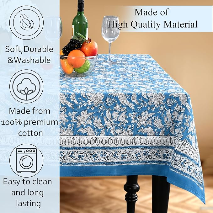 CPC Tablecloth 100% Cotton 72x160 Inch Indian Block Print Rectangle Table Cover - Image 7
