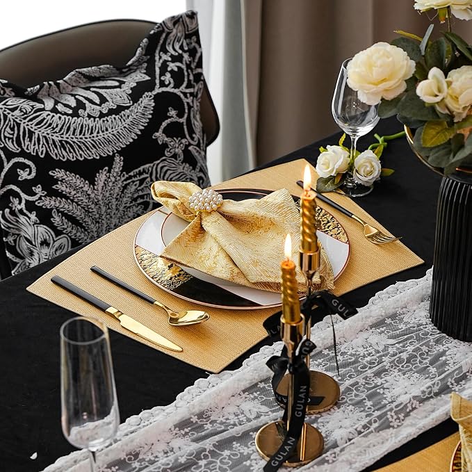 Round Table Placemats Set of 4, Faux Leather Heat Resistant Table Mats - Image 6