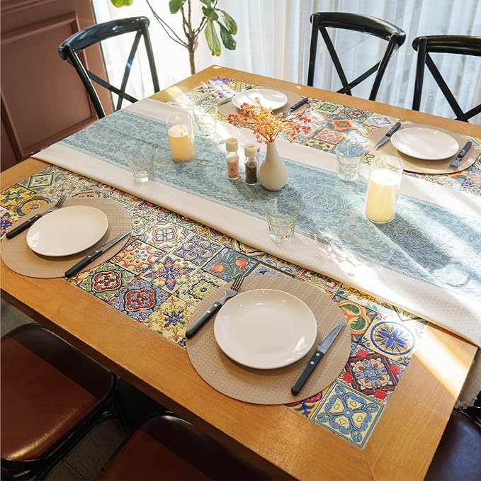 Round Faux Leather Placemats Set of 6 – 13 Inch Vinyl Mats, Heat Resistant - Image 2