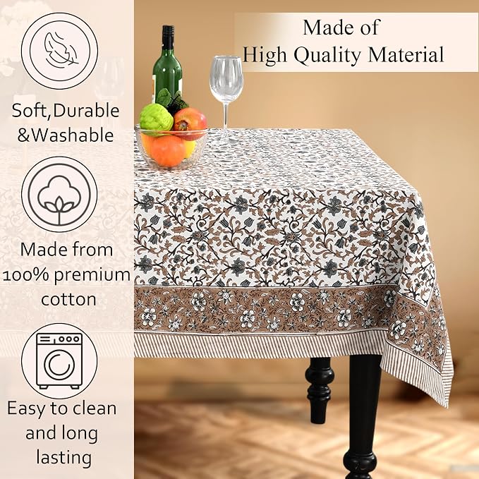 CPC Autumn Vine Tablecloth 100% Cotton 70x108 Inch Indian Block Print Rectangle - Image 7