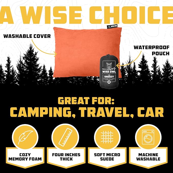 Wise Owl Outfitters Camping Pillow – Memory Foam Travel Pillow - Image 2