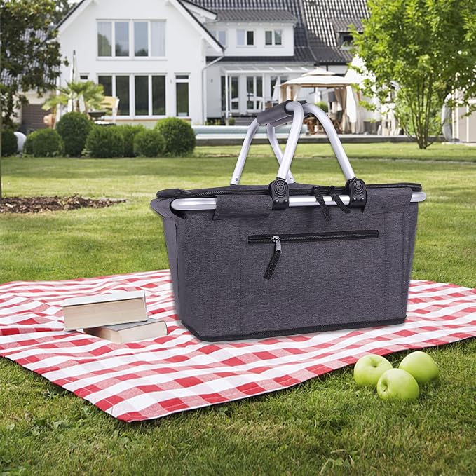 Picnic Basket, SIYUAN Collapsible Market Basket Insulted Cooler - Image 7