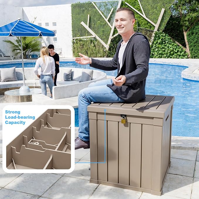 50 GallonOutdoor Storage Box, Resin Deck Boxes Waterproof, IndoorOutdoor Bin - Image 7