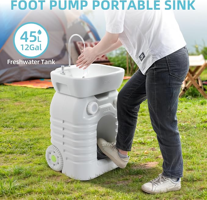YITAMOTOR Rolling Portable Camping Sink, 45L Handwashing Station - Image 2