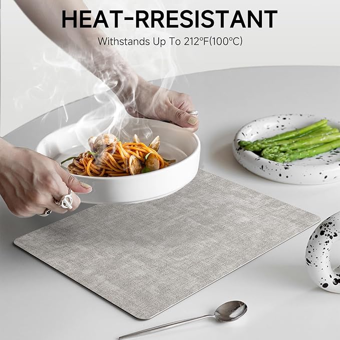 Faux Leather Vinyl Placemats Set of 4 Wipeable Heat Resistant Place Mats 100% - Image 3