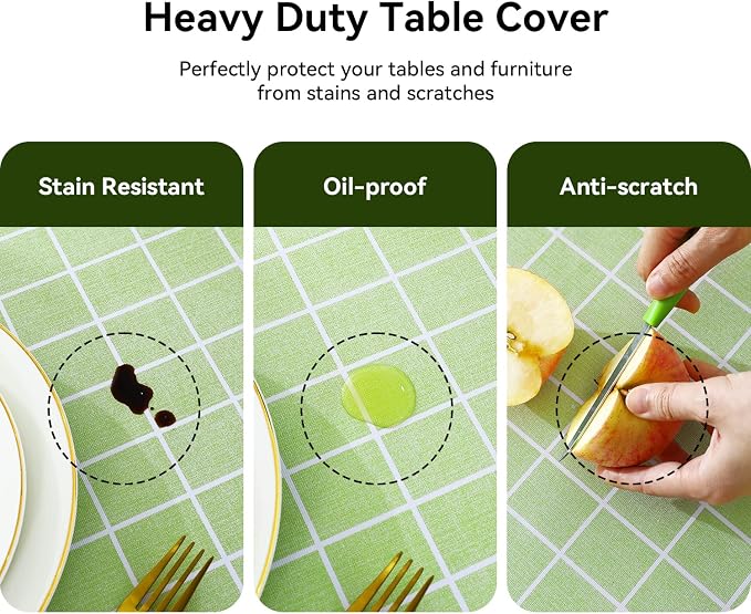 Romanstile Rectangle Vinyl Tablecloth, 100% Waterproof Oil-Proof Checkered - Image 4