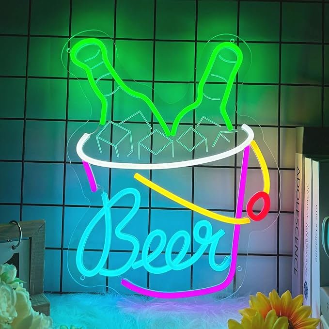 Beer Neon Sign for Wall Decor Dimmable Beer Neon Signs Bar Led Sign for Man by Moneter