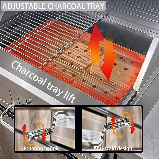 28 Inch Built In Charcoal Grills, Stainless Steel Charcoal bbq Grill Built In - Image 2