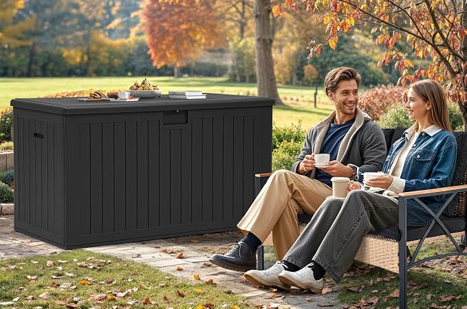 YITAHOME 200 Gallon Extra Large Deck Box, Double-Wall Resin Outdoor Storage Box - Image 5