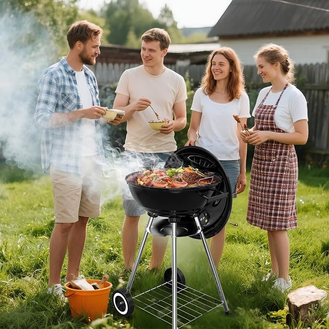 18 Inch Portable Charcoal Grill, Heavy Duty Kettle BBQ Smoker - Image 9