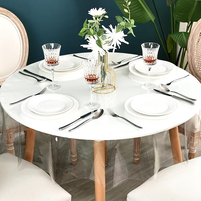 Nasitos 2 Pack Round Clear Plastic Tablecloth Protector 70 Inch-100% Waterproof - Image 4