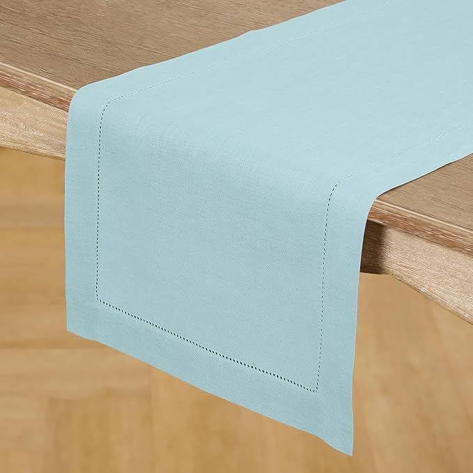 Solino Home Linen Aqua Blue Table Runner 36 Inches - Image 2