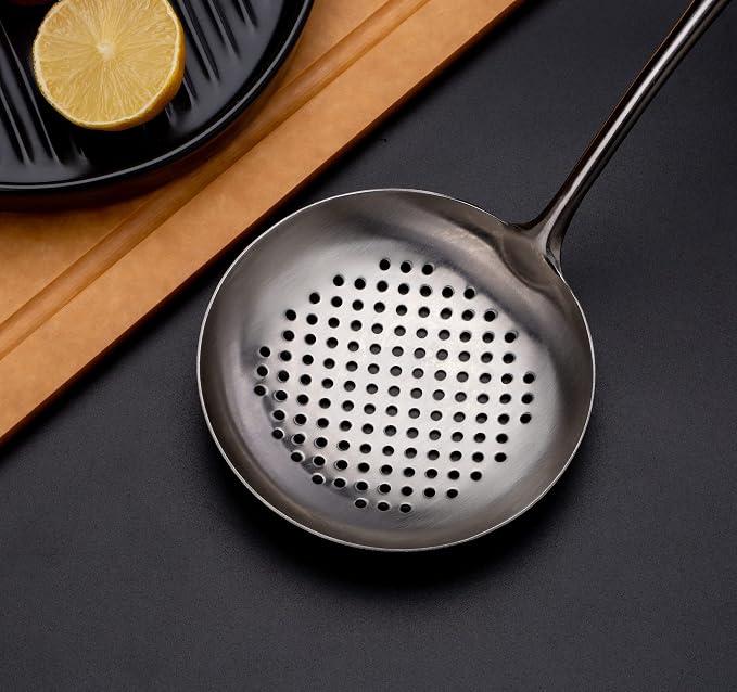 FJNATINH Solid 304 Stainless Steel Skimmer Slotted Spoon Colander Strainer Ladle - Image 3