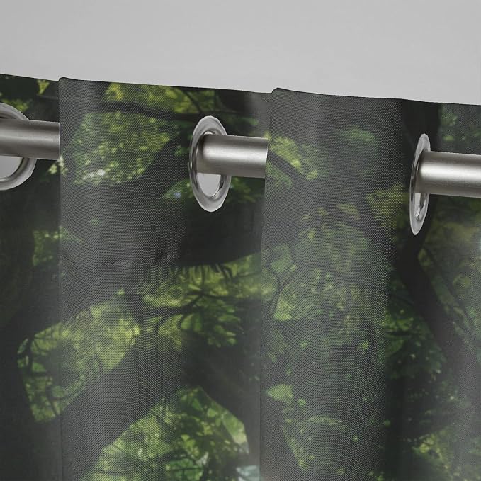 Nature Theme Outdoor Curtains for Patio Waterproof, Forest Pattern, Light - Image 4