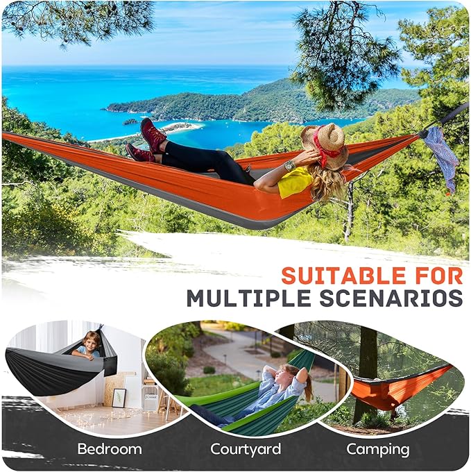 Hammock in Light Orange, Portable, 600 lb Capacity, 106 x 55 Inches