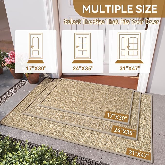 Front Door Mat 24"x35", Heavy Duty Waterproof Dirt Trapping Non-Slip Doormats - Image 2