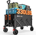 Folding Wagon Cart with Wheels, 180L 330LBS Heavy Duty Utility Wagon, Beach by Blomoba
