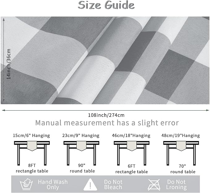 Fabric Checkered Table Runner 12 Pack Waterproof Gingham Table Runner 14W x - Image 4