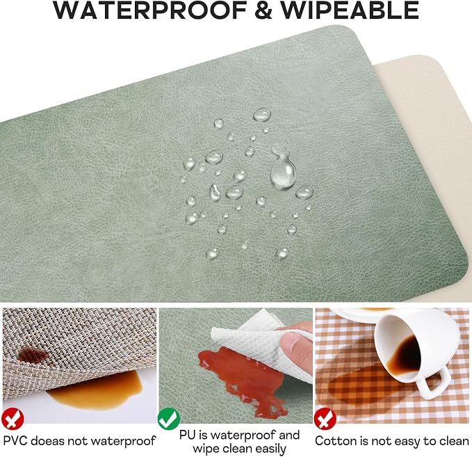 Faux Leather Placemats Set of 6 Table Mats Heat Resistant Reversible Place Mats - Image 4