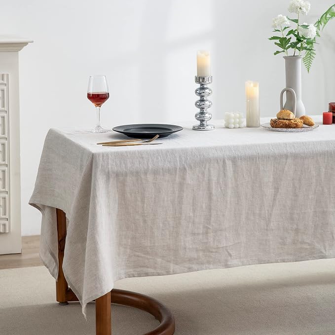 EVERLY 100% Pure Linen Rectangle Tablecloths 108Lx60WInch - Image 5