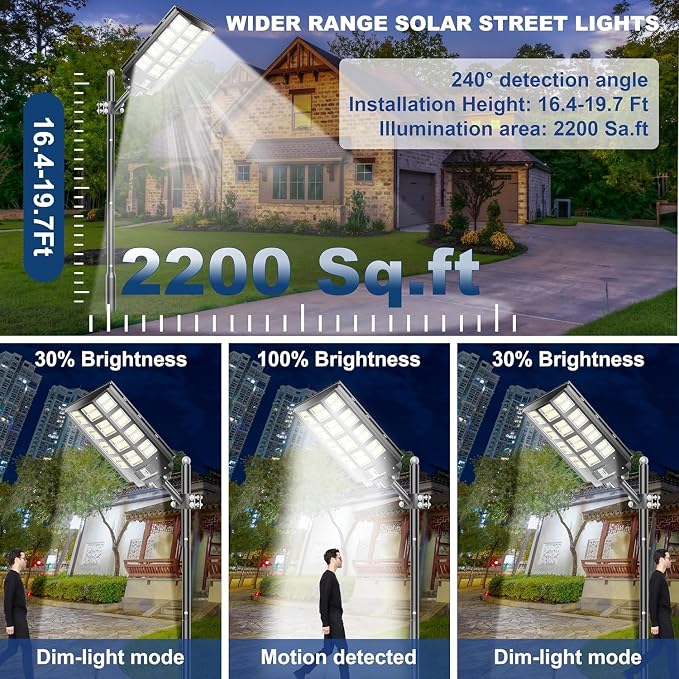 loyoele 9000W Solar Street Lights Outdoor 240000 Lumens Solar Flood Light - Image 5