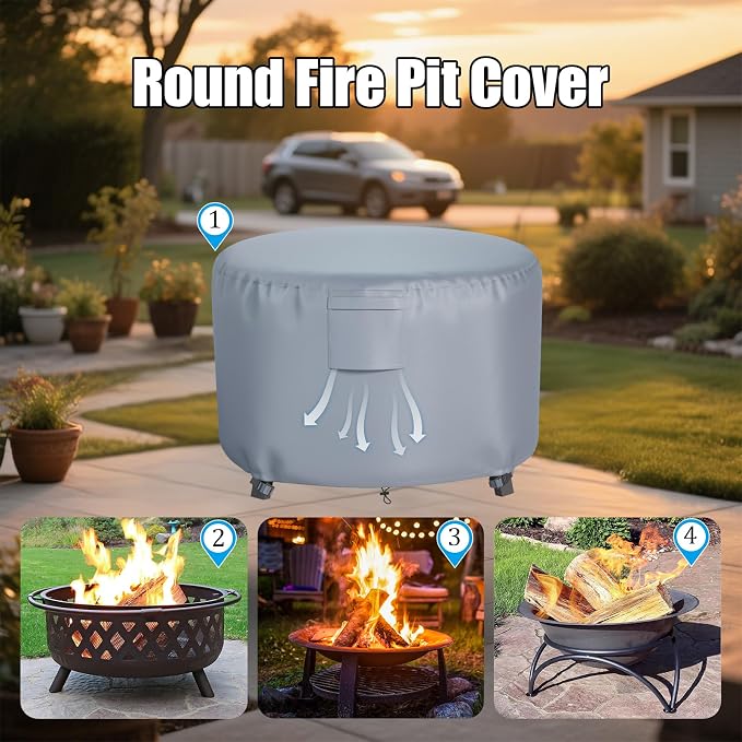 Chinchilla Heavy Duty 44 Inch Round Fire Pit Cover - Image 3
