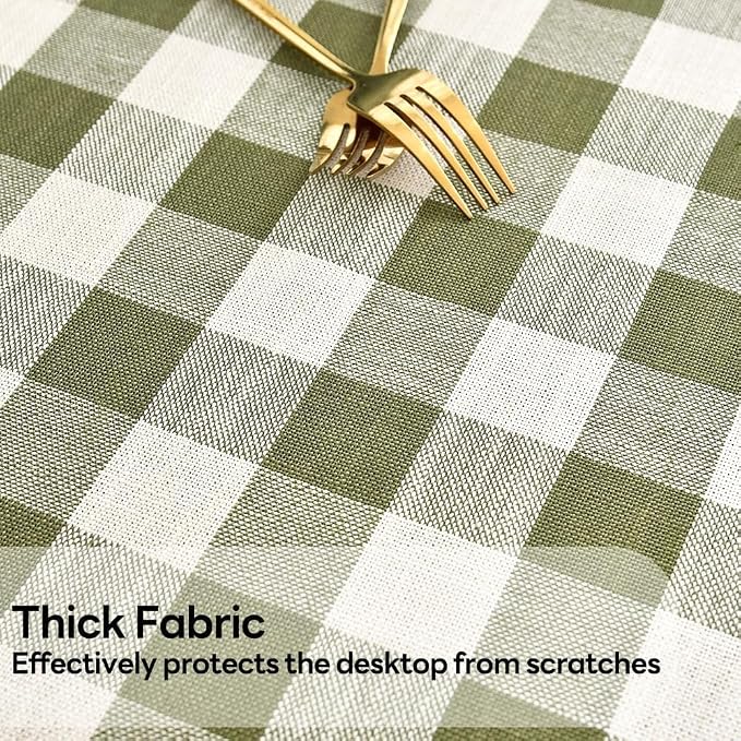 Gingham Table Cloth for Rectangle Tables Green Checkered Plaid Tablecloth Heavy - Image 3