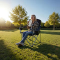 Folding Camping Chairs, Black 600D Oxford, 2-Pack