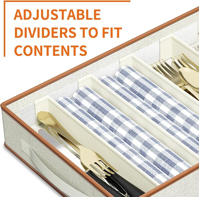 Aokeyee 2 Pack Silverware Storage Box, Sturdy Flatware & Utensil Storage Case - Image 4
