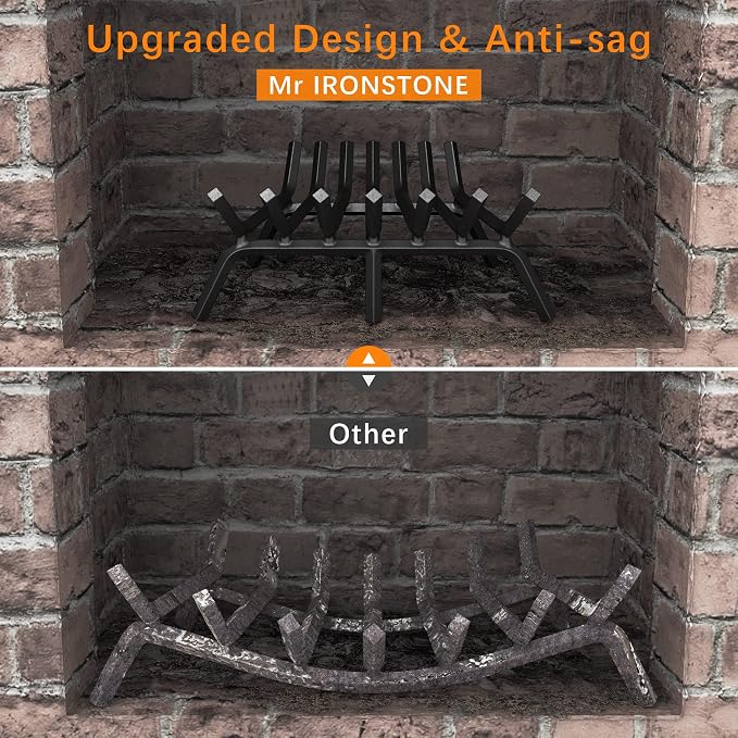 Mr IRONSTONE Fireplace Grate 21 inch Solid Steel Heavy Duty Fireplace Log - Image 3