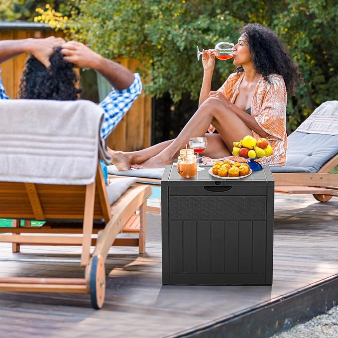 ZYJOYY 33 Gallon Resin Deck Box, Weatherproof Outdoor Storage Box - Image 8