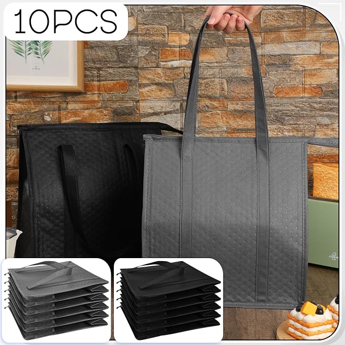 10 Pack Large Insulated Grocery Bags Reusable Shopping Bags - Image 4
