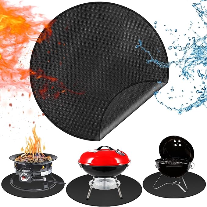 Fire Pit Floor Mat, 39 Inch Round Fiberglass Silicone Pad