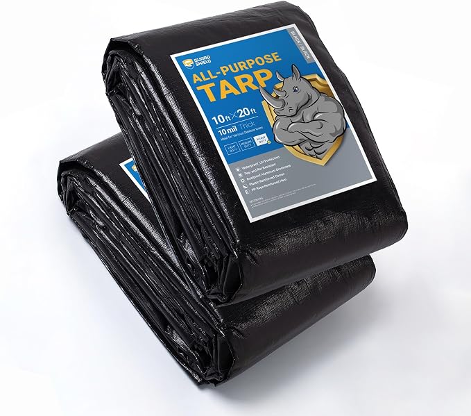 GUARD SHIELD Tarps Heavy Duty Waterproof 10x20 Feet Black Poly Tarp Cover by GUARDSHIELD