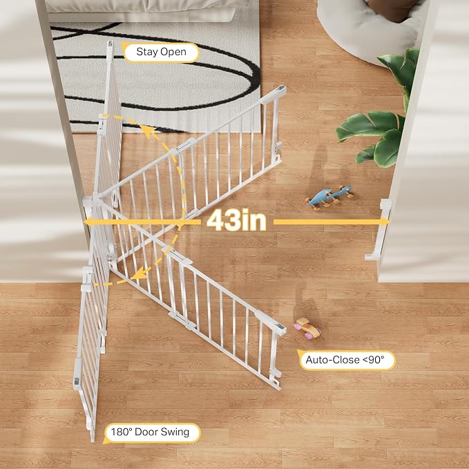 Cumbor 29.2–43" Baby Gate for Stairs, Wall-Mounted, Expandable No Bottom Bar - Image 6