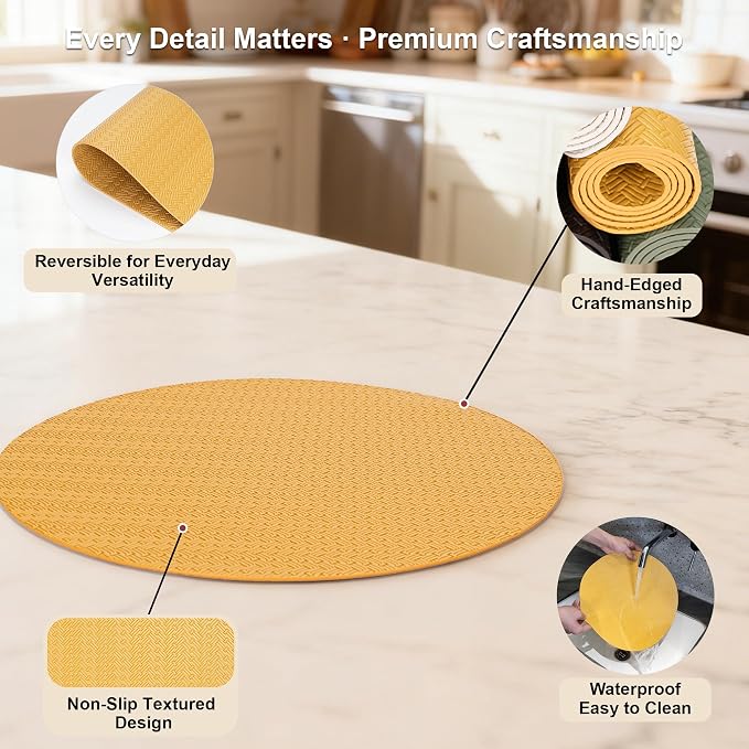 Round Faux Leather Placemats Set of 6 – 13 Inch Vinyl Mats, Heat Resistant - Image 5