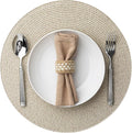 Round Placemats Set of 4 Plastic Woven Placemats Washable Wipeable Table Mats by BAROYAL