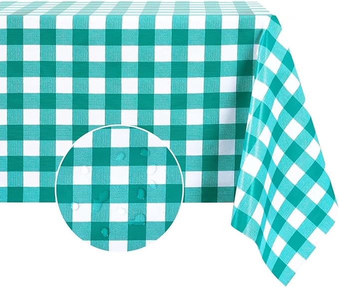 Romanstile Rectangle Vinyl Tablecloth, 100% Waterproof Buffalo Gingham Plastic by Romanstile