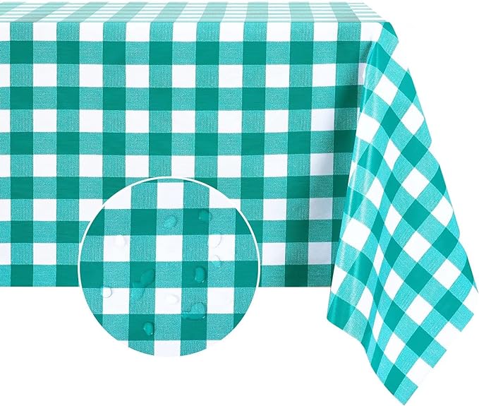 Romanstile Square Vinyl Tablecloth, 100% Waterproof Buffalo Gingham Plastic by Romanstile
